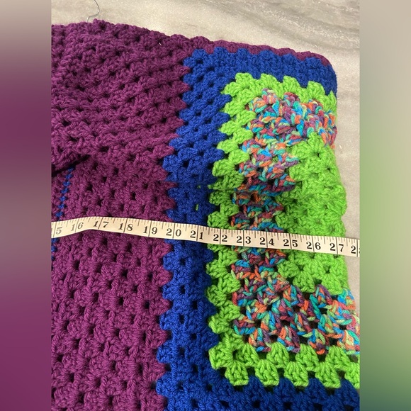 Handmade Crochet Granny Square One Size Cozy Cardigan Boho Chunky Knit Sweater - Picture 9 of 10